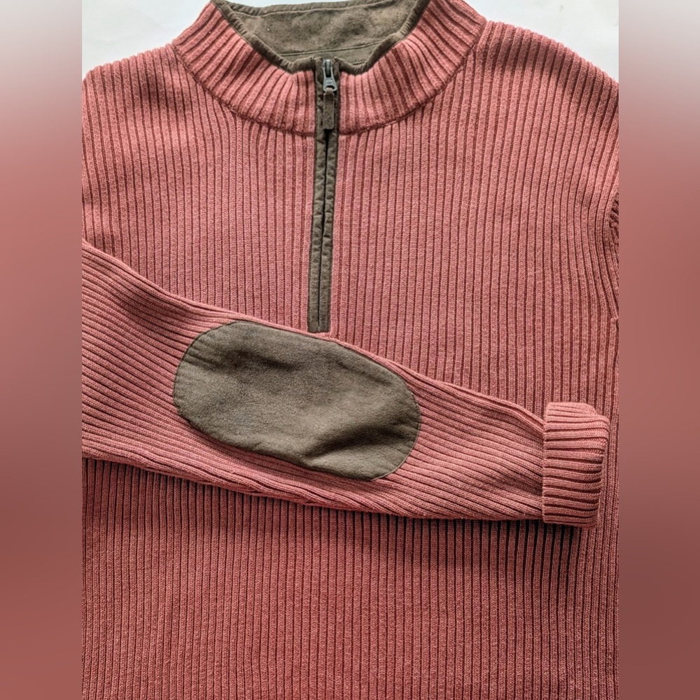 Quarter Zip Sweater Guide Series Mens XLT
Murberry/Rust Faux Suede Elbow Patches